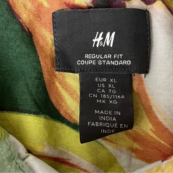 H&M Men’s Vintage Tropical Fruit Print Shirt – Hawaiian Button-Up Summer XL - Picture 9 of 10